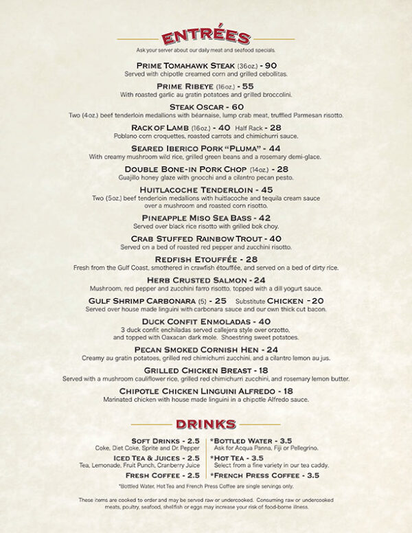 Menu – Border Foundry Restaurant & Bar